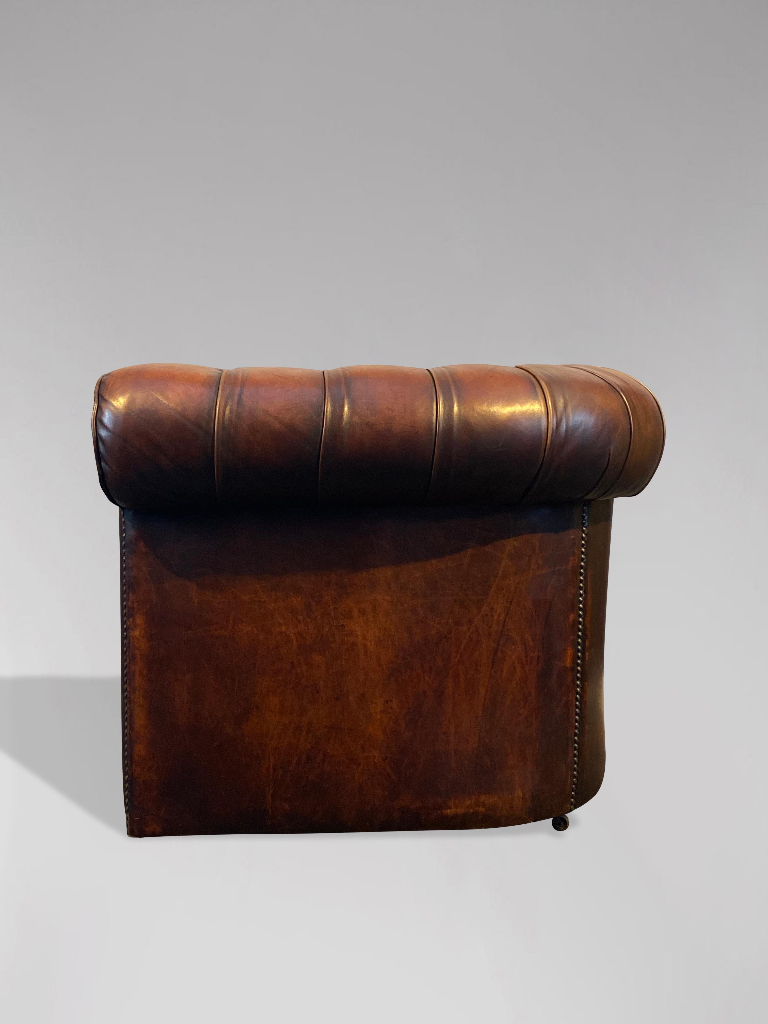 20th Century Brown Leather Chesterfield Club Armchair For Sale at 1stDibs