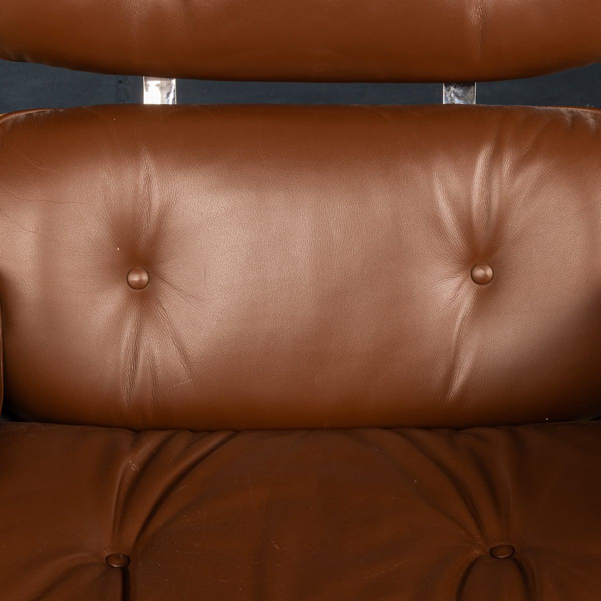 20th Century Brown Leather Eames Lounge Chair By Vitra, Made In The USA c.1990 8