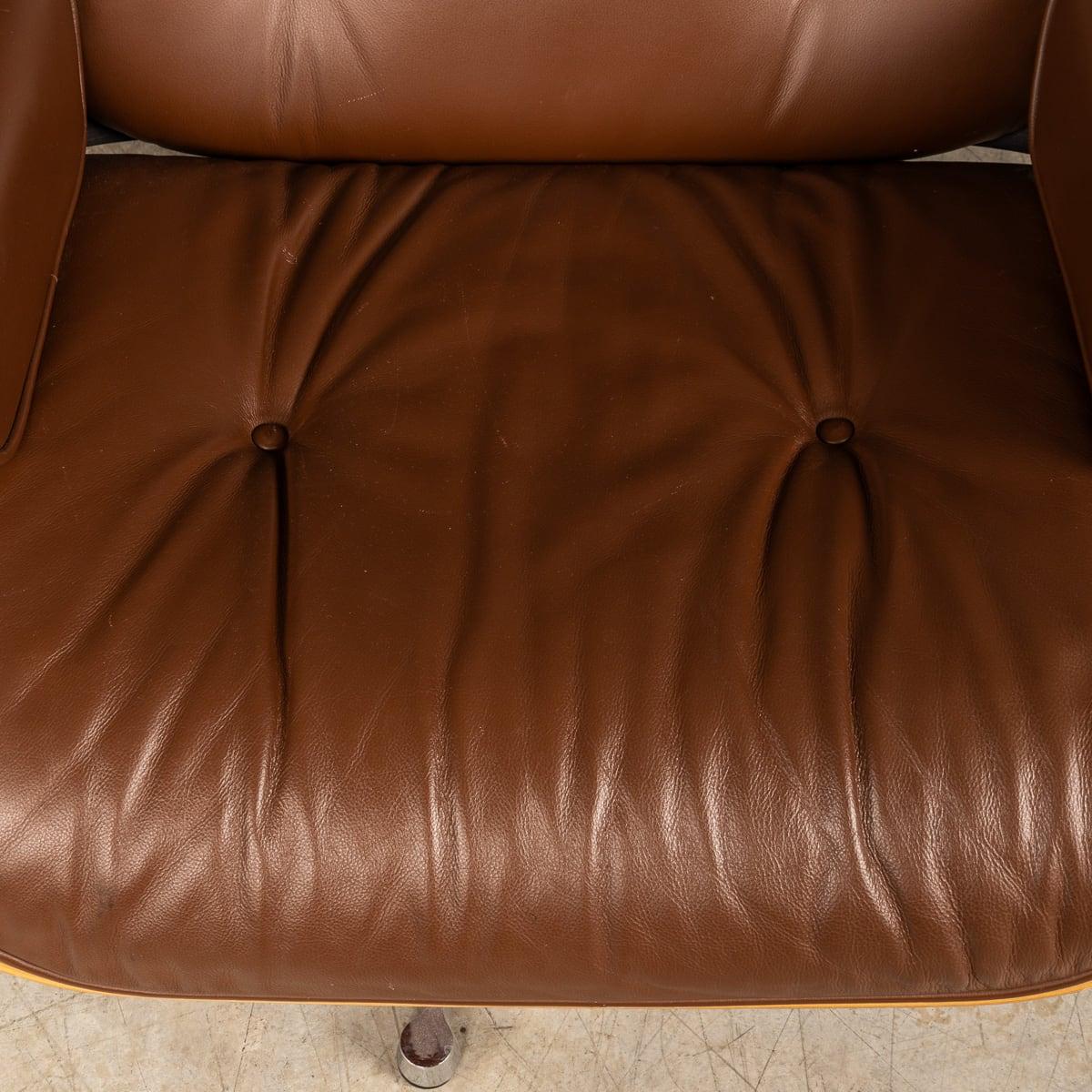 20th Century Brown Leather Eames Lounge Chair By Vitra, Made In The USA c.1990 9