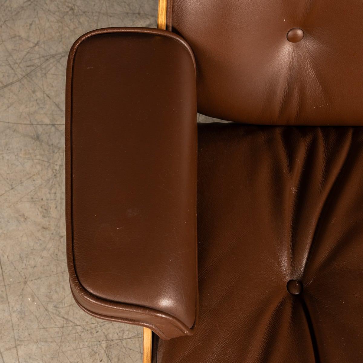 20th Century Brown Leather Eames Lounge Chair By Vitra, Made In The USA c.1990 10