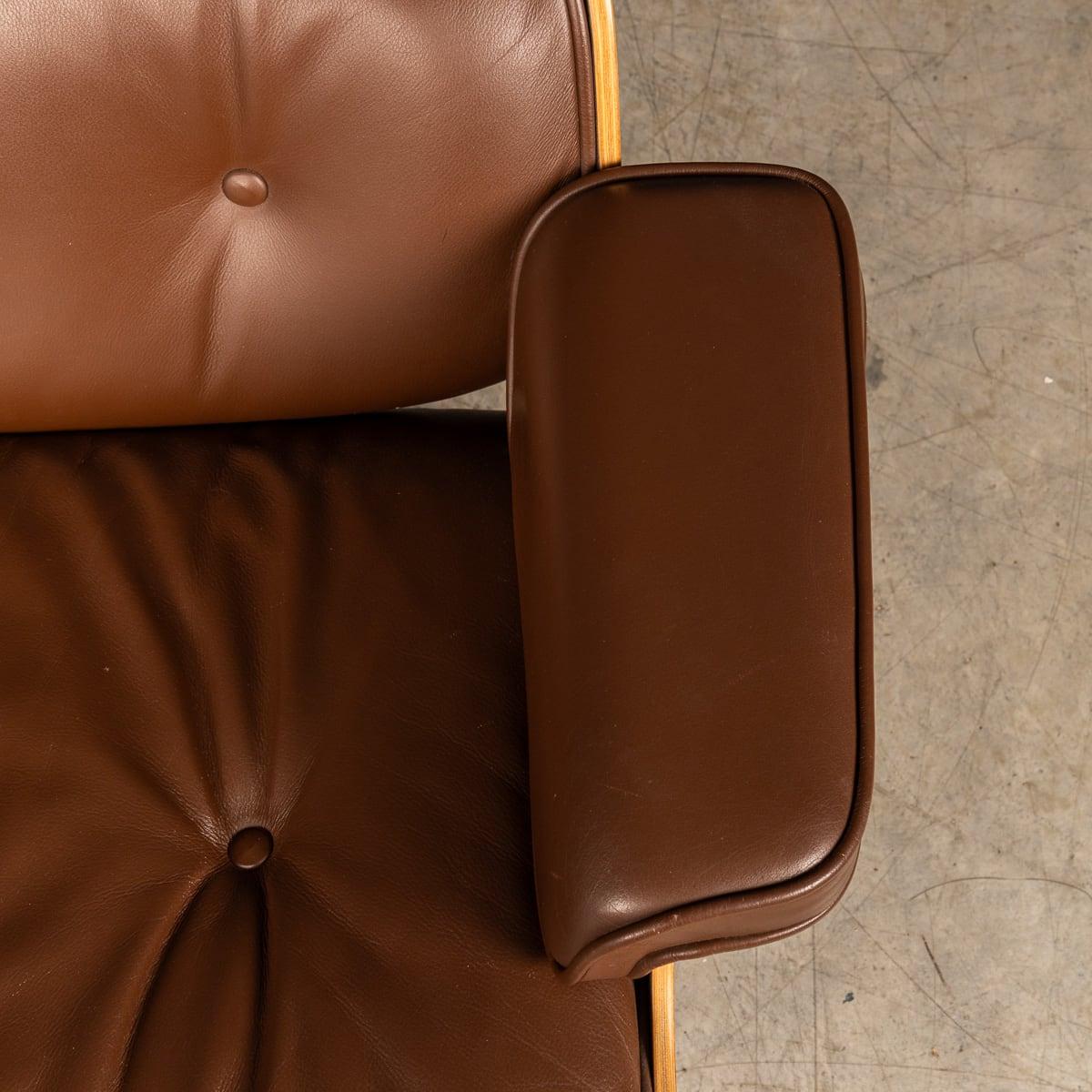20th Century Brown Leather Eames Lounge Chair By Vitra, Made In The USA c.1990 11