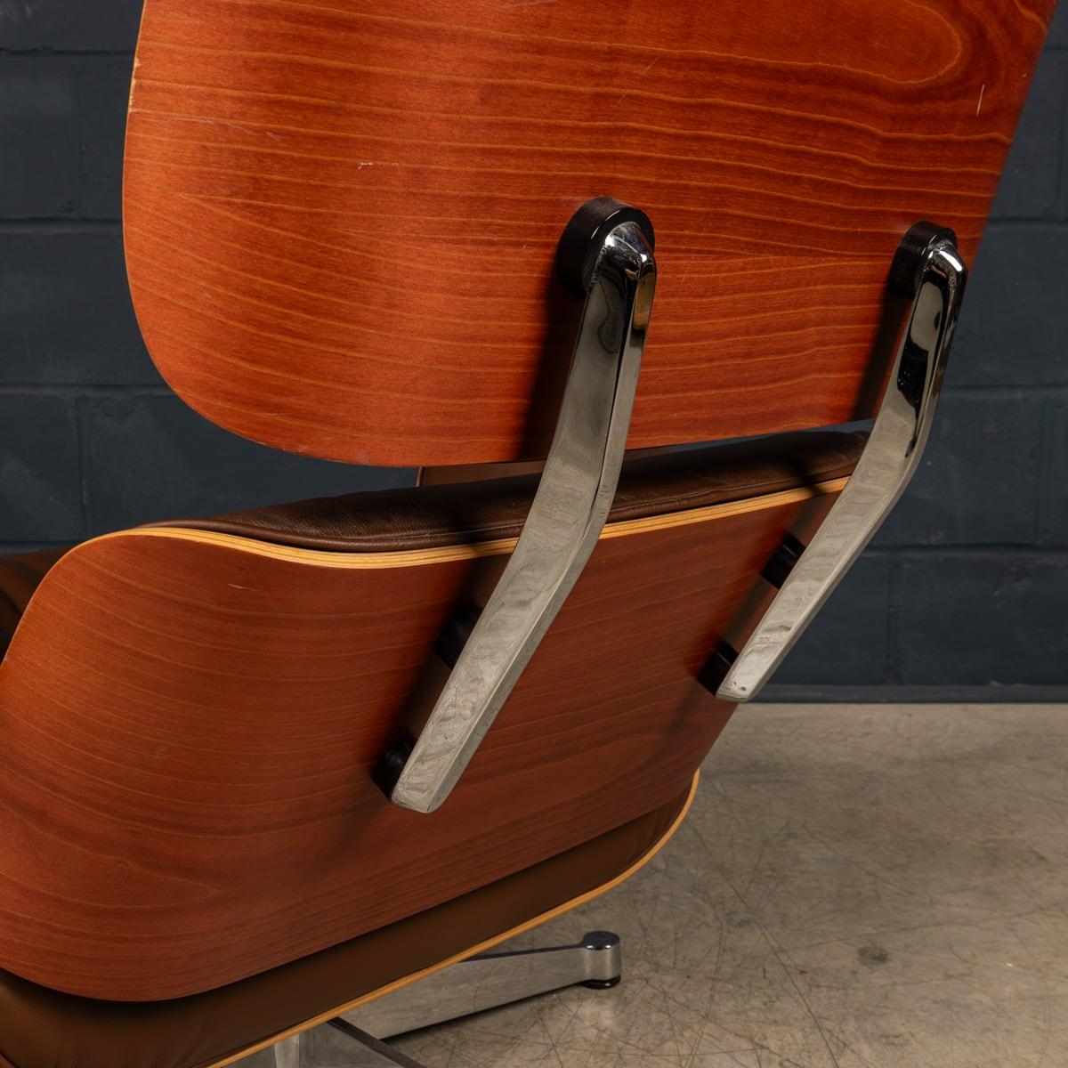 20th Century Brown Leather Eames Lounge Chair By Vitra, Made In The USA c.1990 13