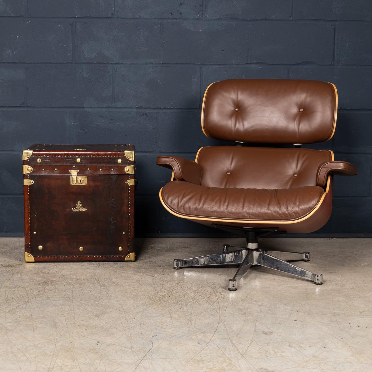 Other 20th Century Brown Leather Eames Lounge Chair By Vitra, Made In The USA c.1990 For Sale