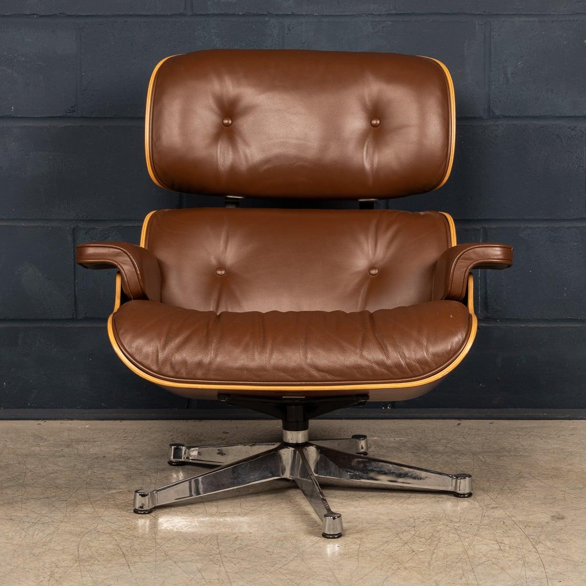Other 20th Century Brown Leather Eames Lounge Chair By Vitra, Made In The USA c.1990