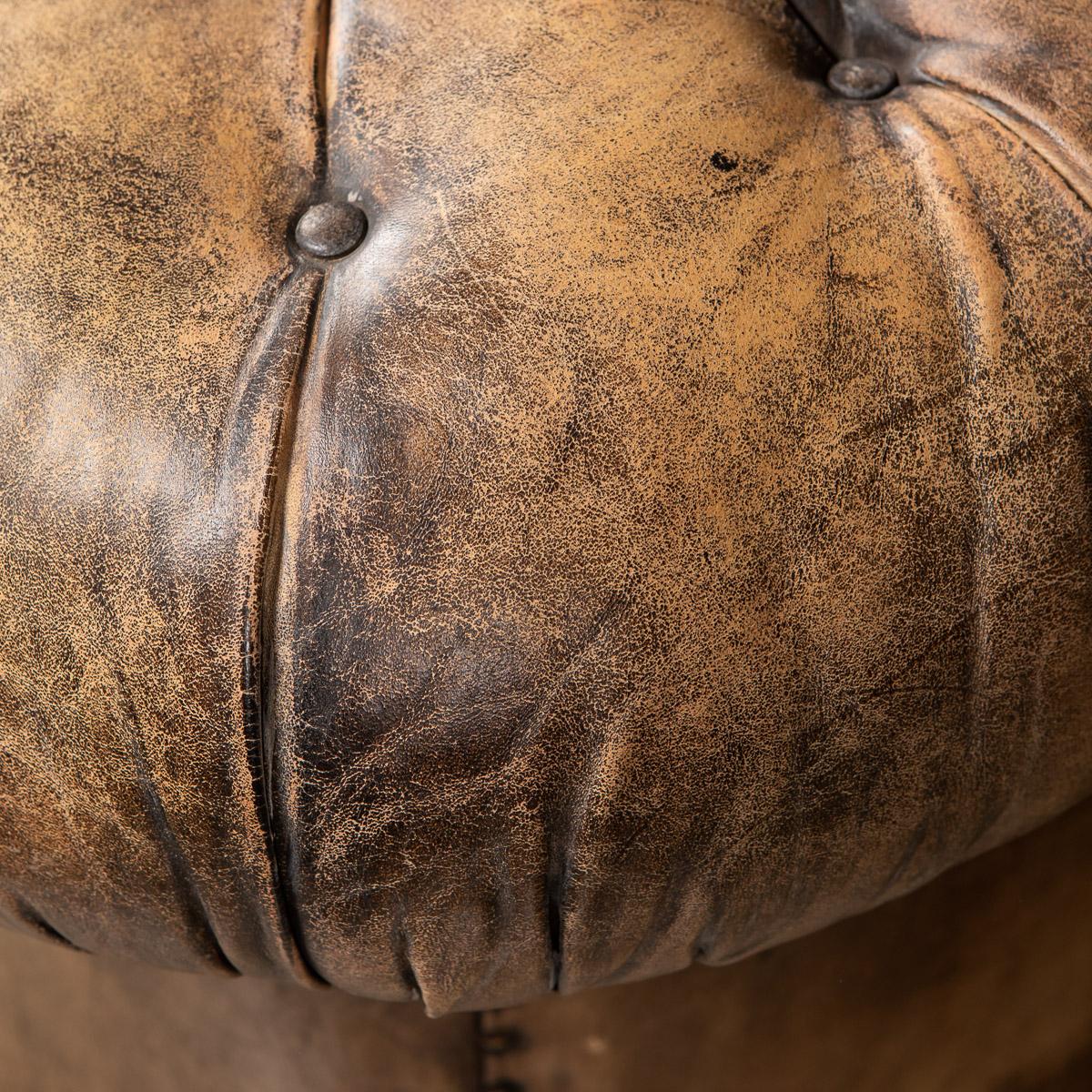 20th Century Brown Leather Sofa with Button Down Seats, 1960s 5