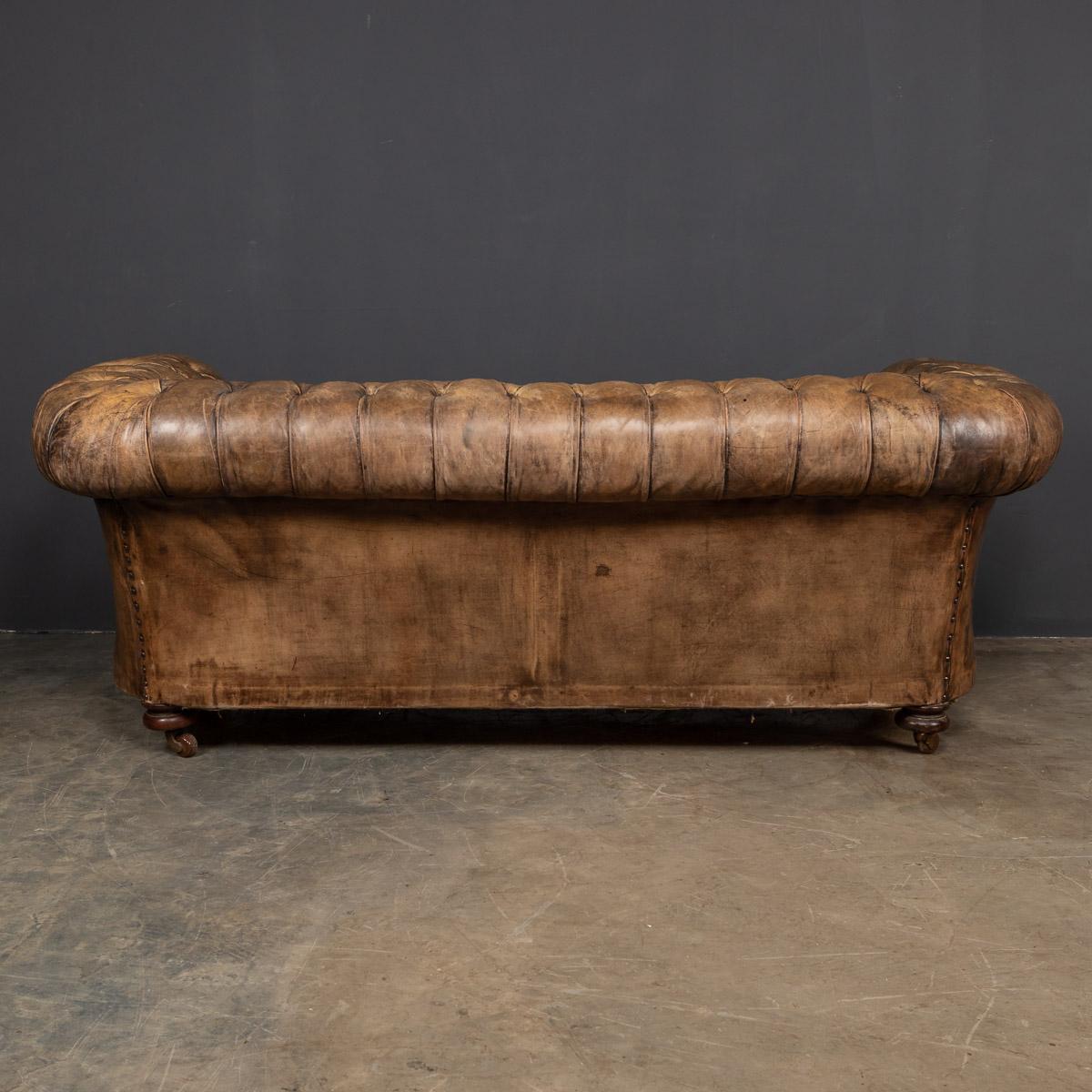 brown button sofa