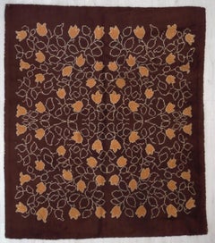 20th Century Brown & Orange Floreal Square Austrian Savonnerie, Early 1900