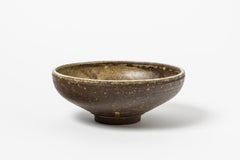 20th century brown stoneware ceramic dish or bowl realised in La Borne 1970
