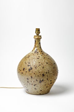20th century brown stoneware ceramic table lamp by Alain Blanchard unique piece