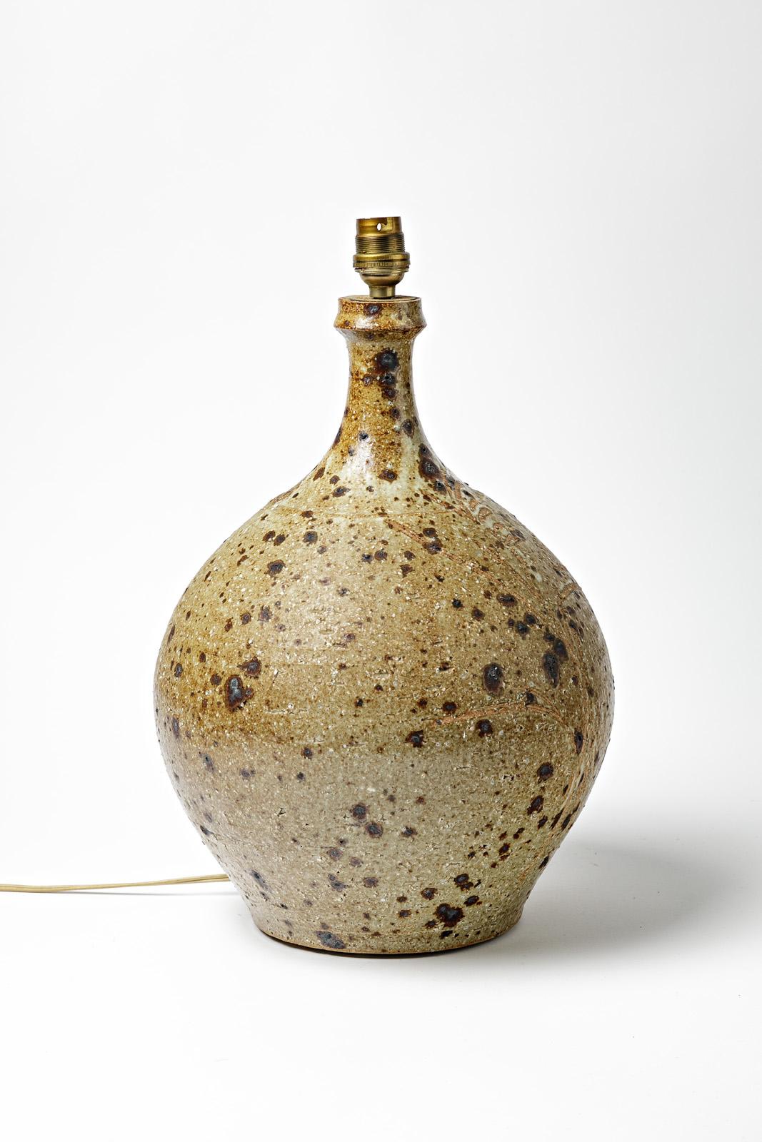 Braune Keramik-Tischlampe aus Steingut von Alain Blanchard aus dem 20. Jahrhundert (Moderne der Mitte des Jahrhunderts) im Angebot