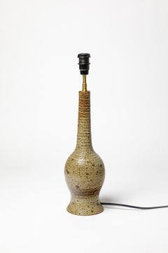 20th century brown stoneware ceramic table lamp by Le Cep 1970 design 32 cm