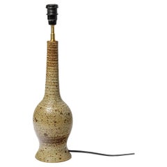 20th century brown stoneware ceramic table lamp by Le Cep 1970 design 32 cm