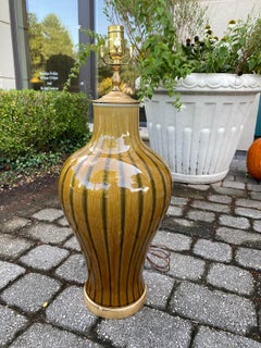 20th Century Brown Striped Pottery Lamp