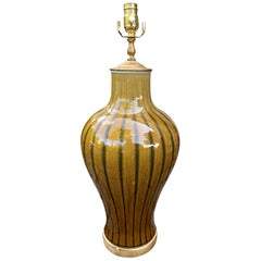 20th Century Brown Striped Pottery Lamp