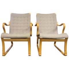 20th Century Bruno Mathsson Pair of Armchairs Migo Beech, 1975