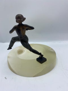 Small Early 20th Century Bruno Zach Bronze Sculpture on Onyx Tray