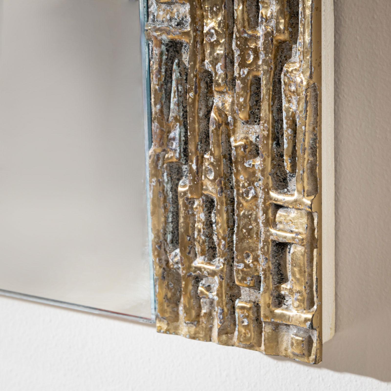 20th Century Brutalist Brass Mirror, attributed to Luciano Frigerio, Italy For Sale 3