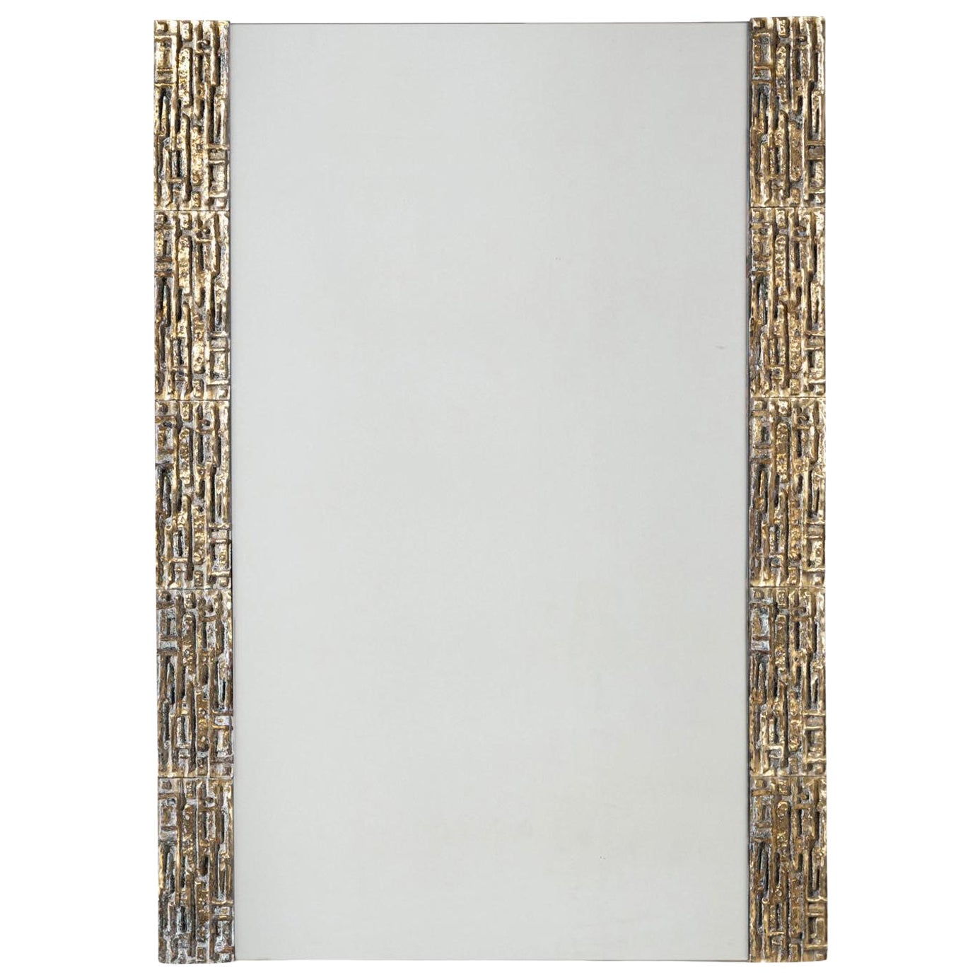 20th Century Brutalist Brass Mirror, attributed to Luciano Frigerio, Italy