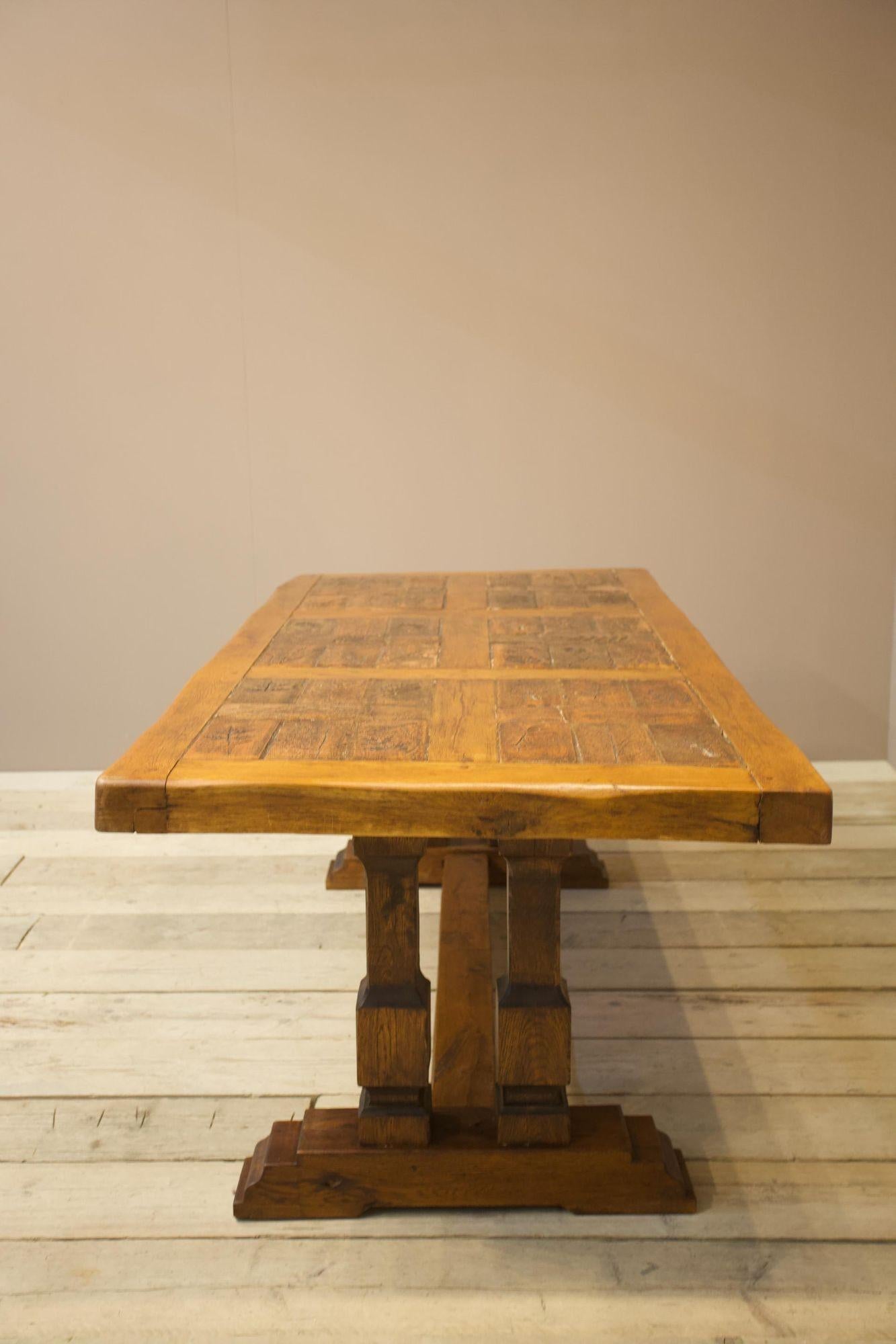 20th Century Brutalist Oak and Tile Dining Table 7