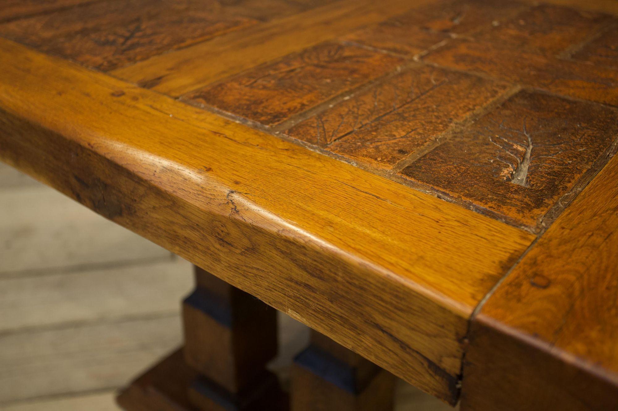 20th Century Brutalist Oak and Tile Dining Table 3