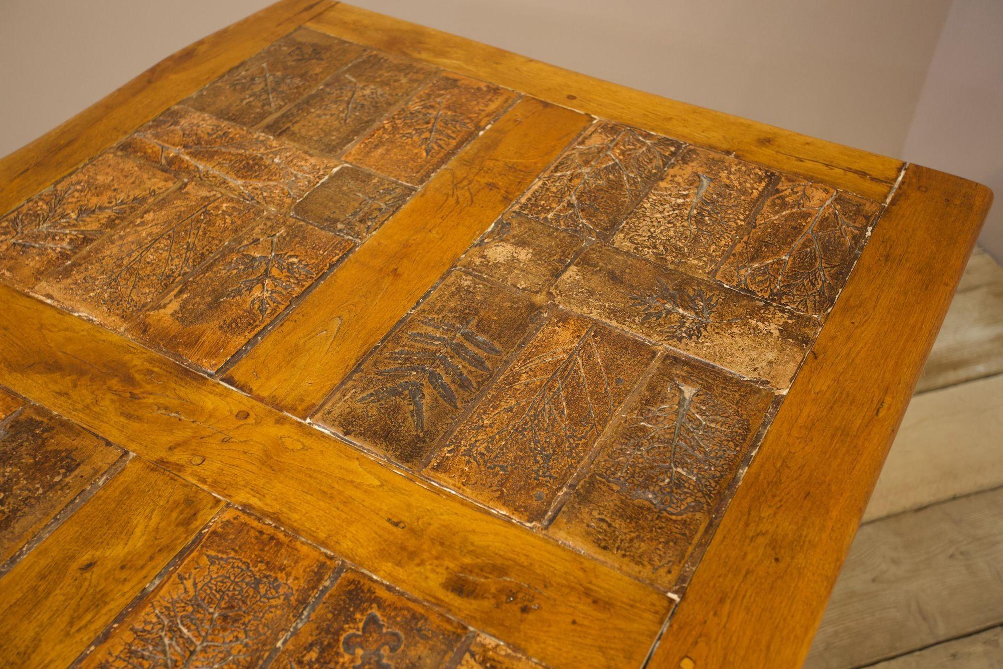 20th Century Brutalist Oak and Tile Dining Table 4