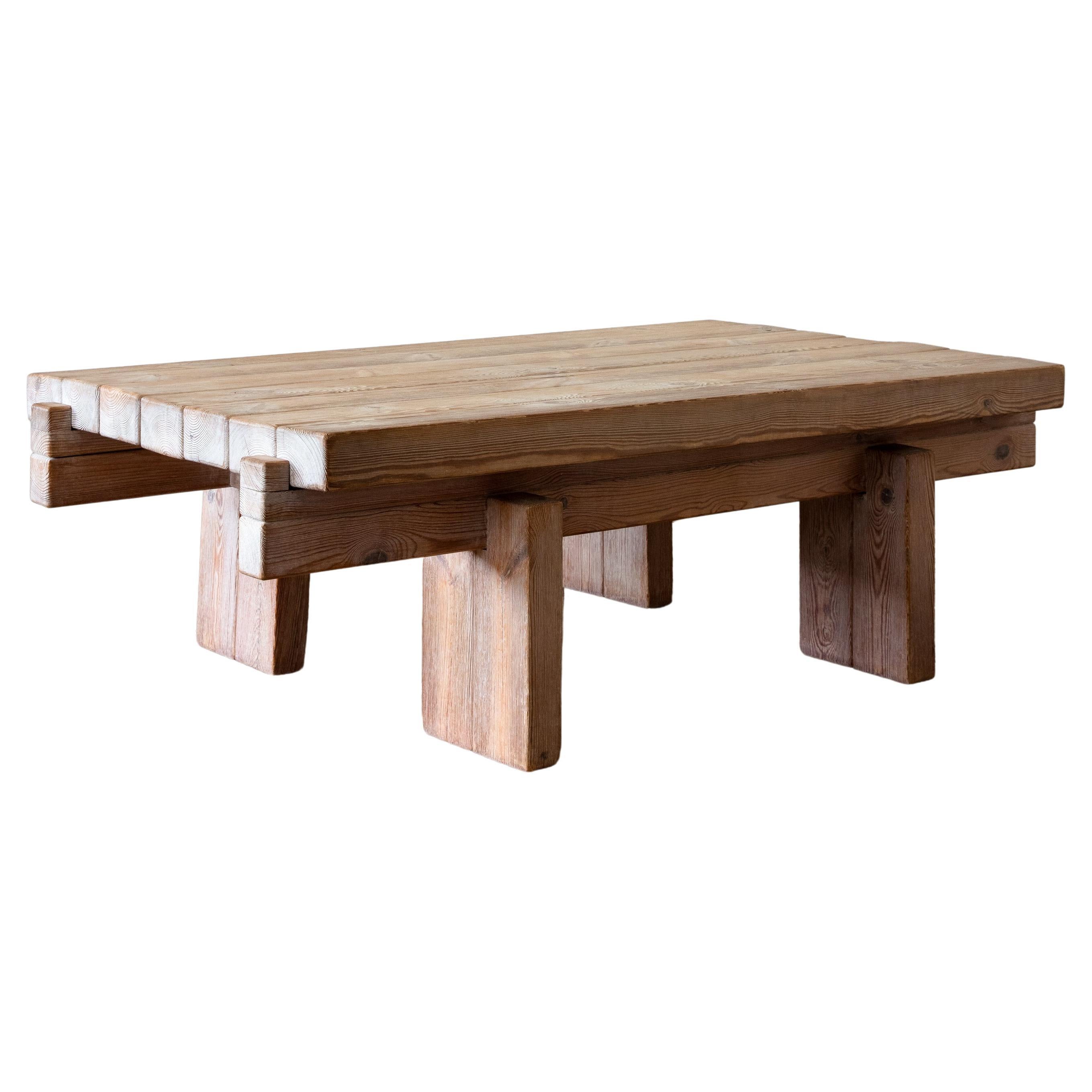 20th Century Brutalist Pine Coffee Table  For Sale