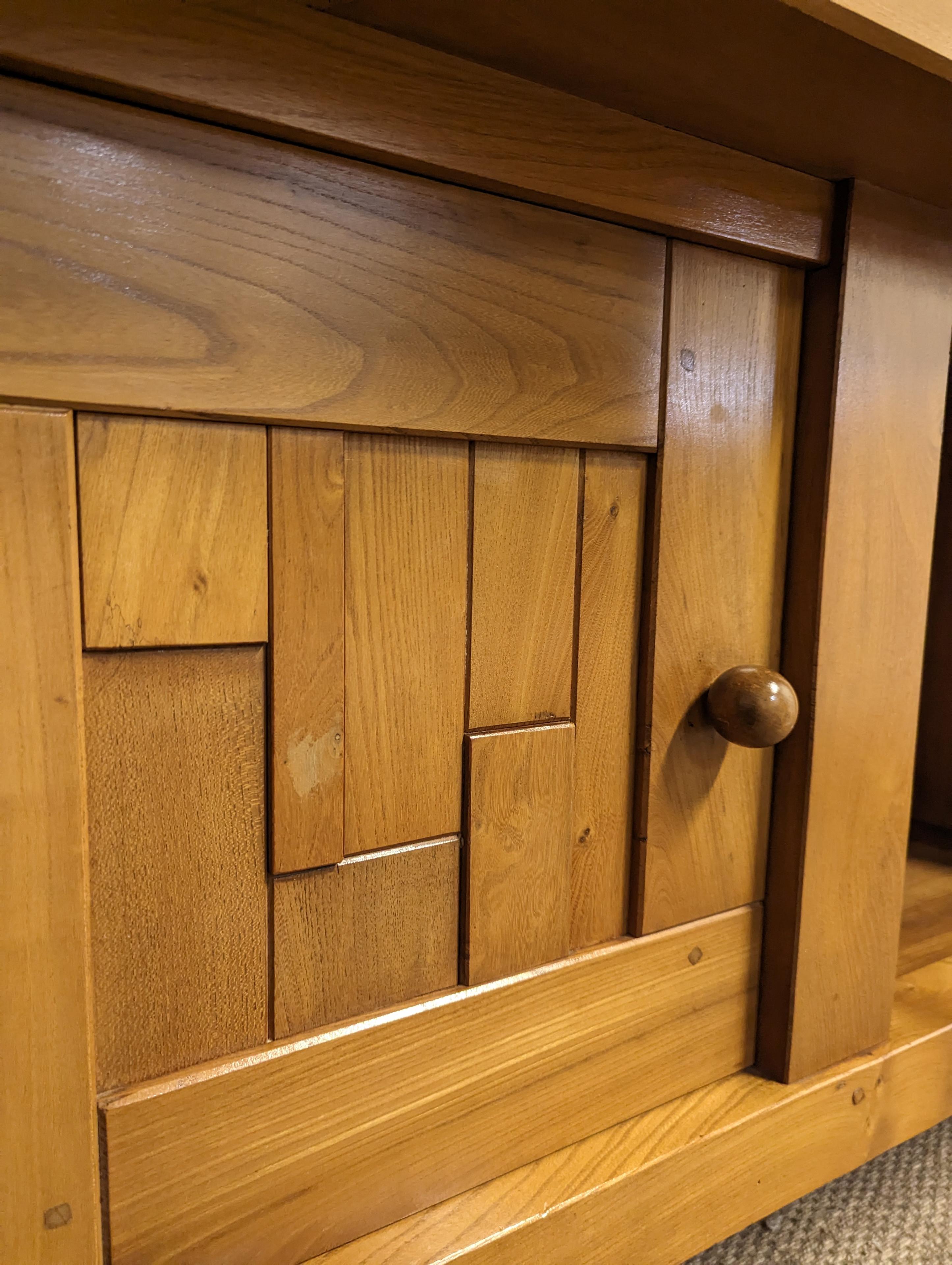 Elm 20th Century, Brutalist, solid wood buffet For Sale