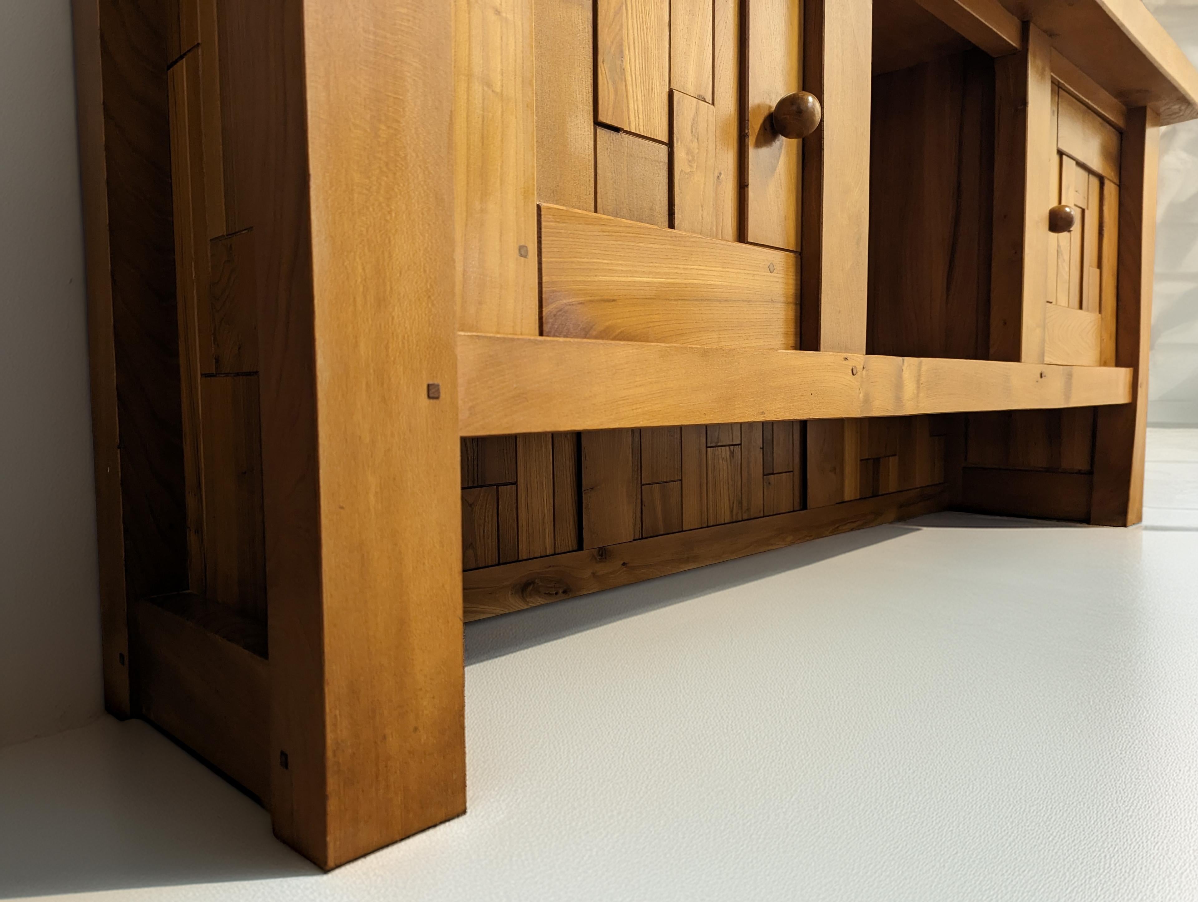 20th Century, Brutalist, solid wood buffet For Sale 1