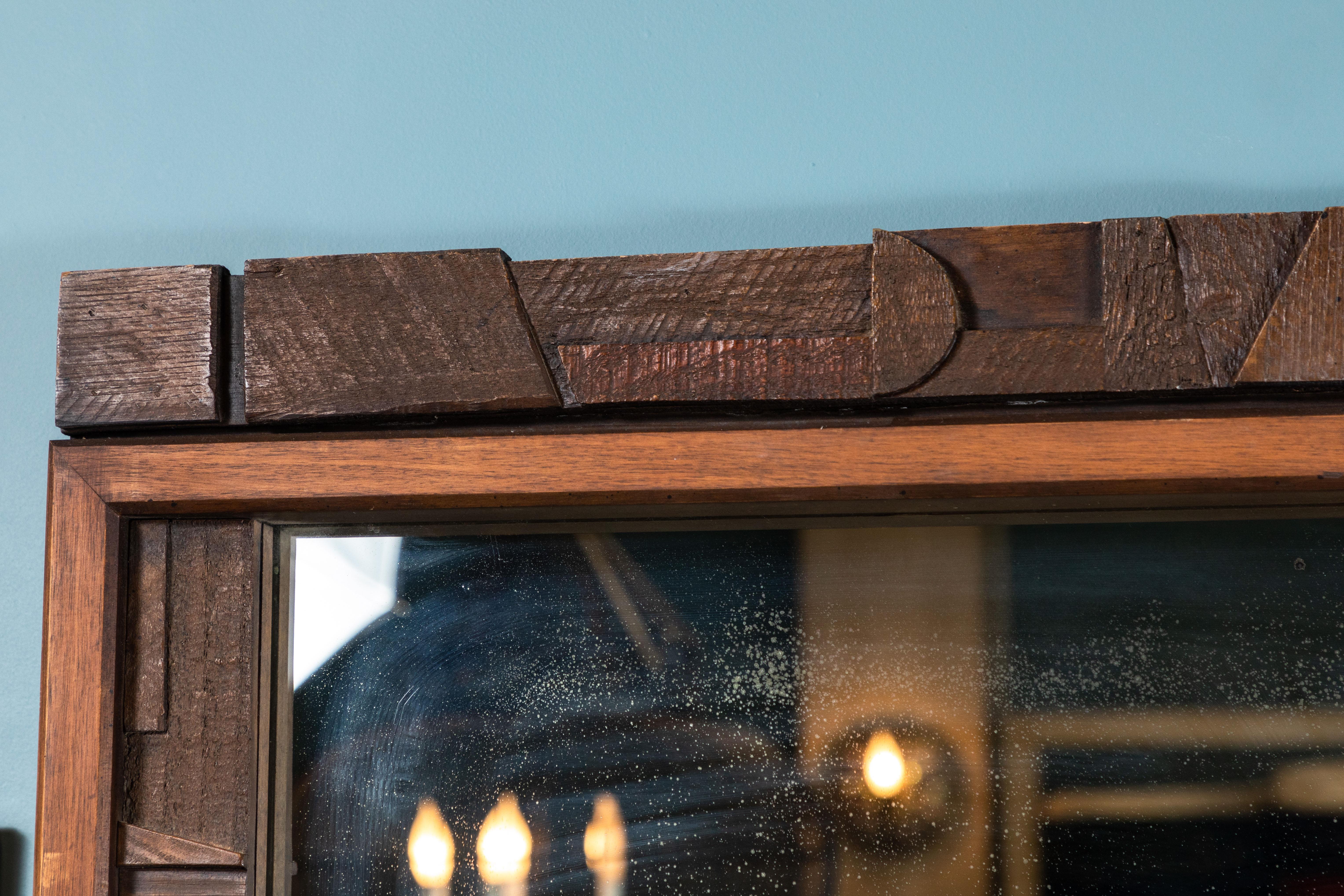 20th Century Brutalist Two-Panel Mirror in Oak Frame from Lane 3