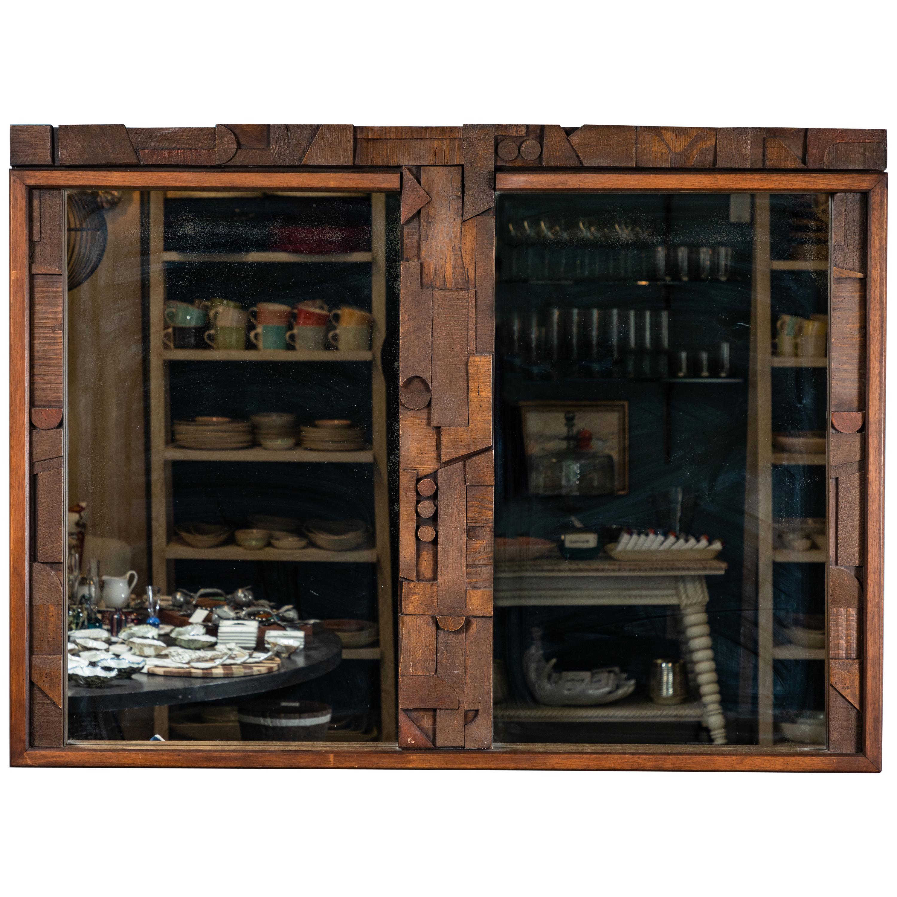 20th Century Brutalist Two-Panel Mirror in Oak Frame from Lane 2