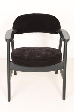 20th Century Buffalo Black Wood and Velvet Armchair, 1960s