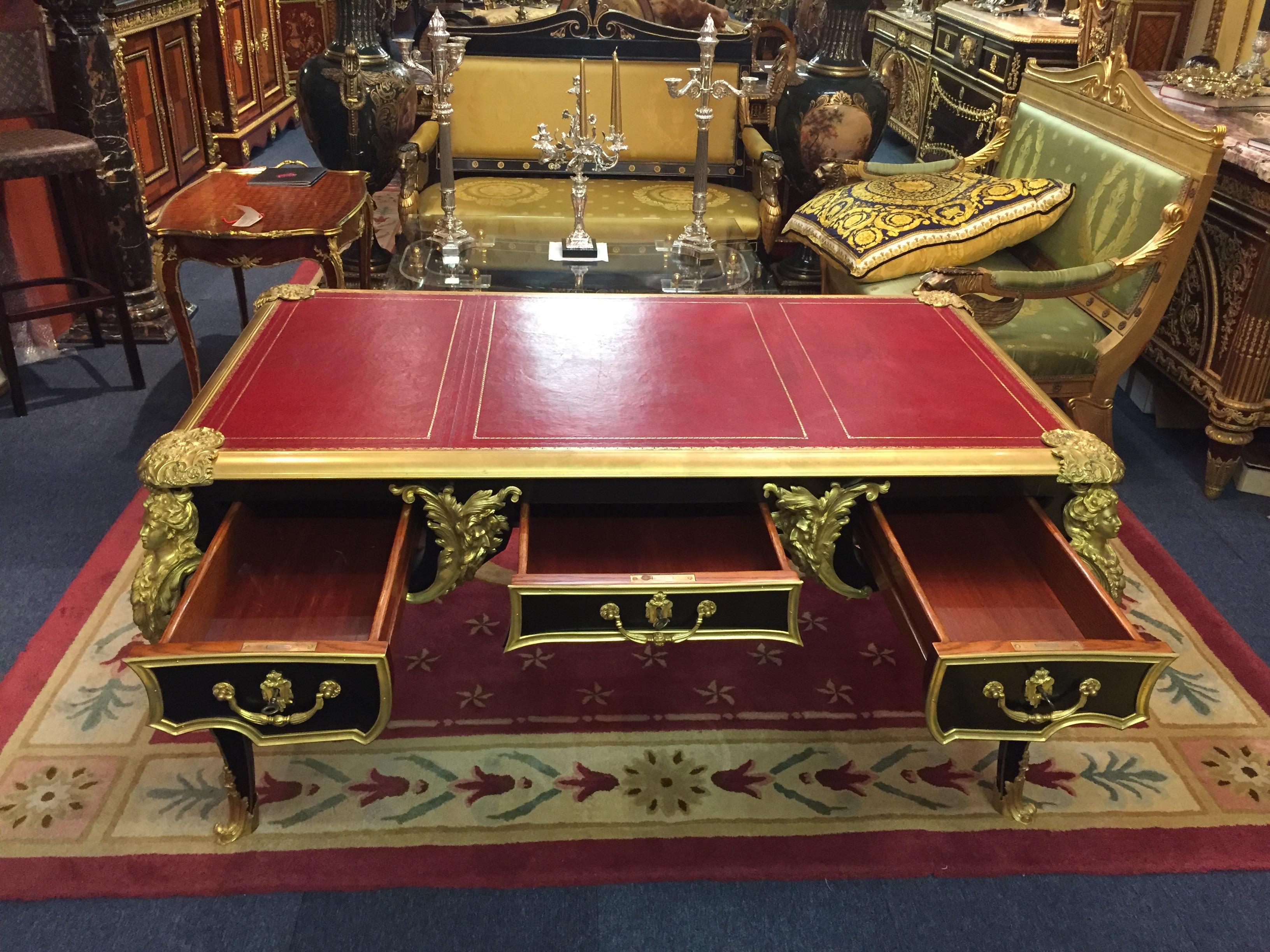 20th Century Bureau Plat Desk According to the Style of Andre Charles Boulle For Sale 11