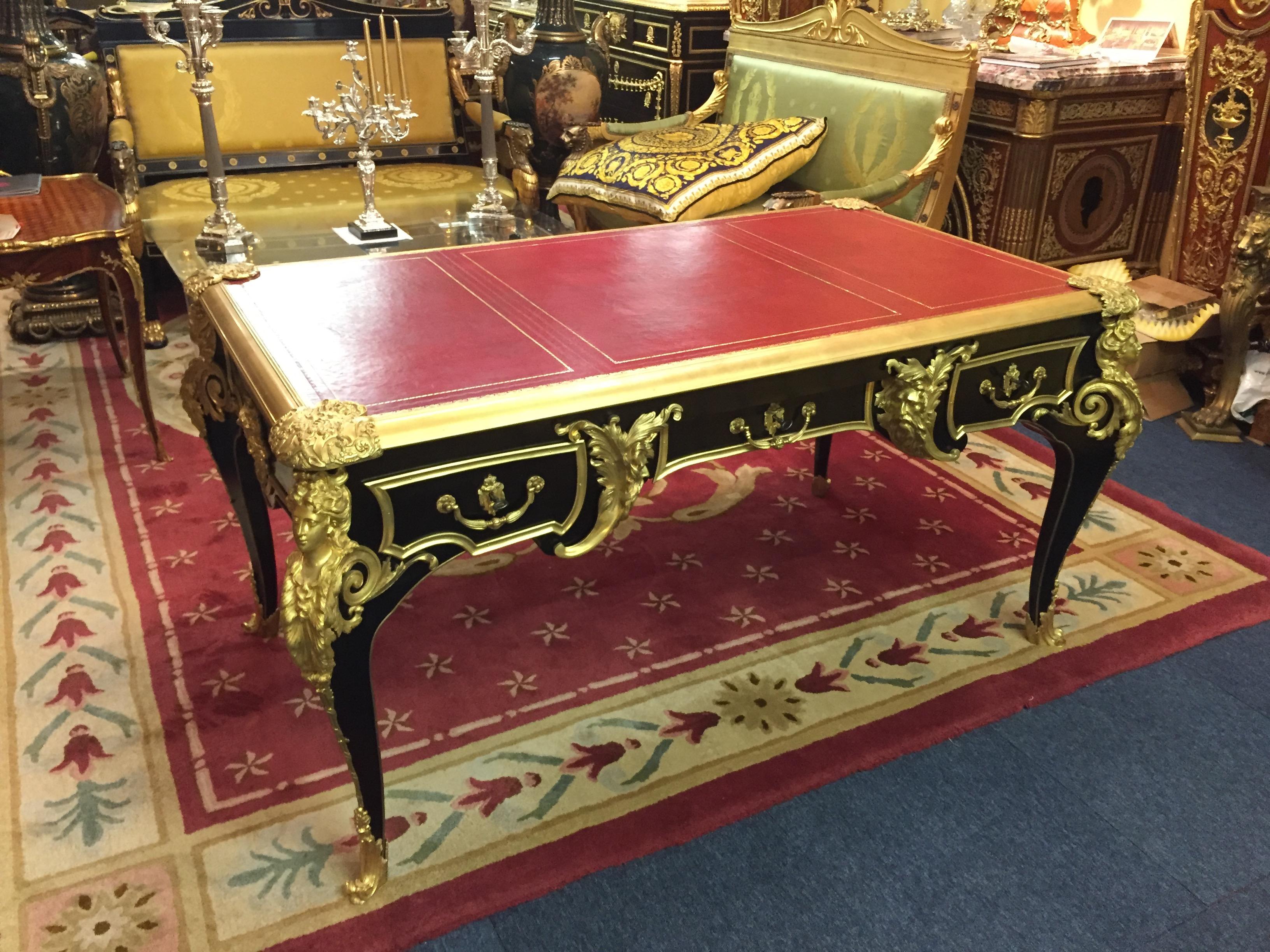 20th Century Bureau Plat Desk According to the Style of Andre Charles Boulle In Good Condition For Sale In Berlin, DE