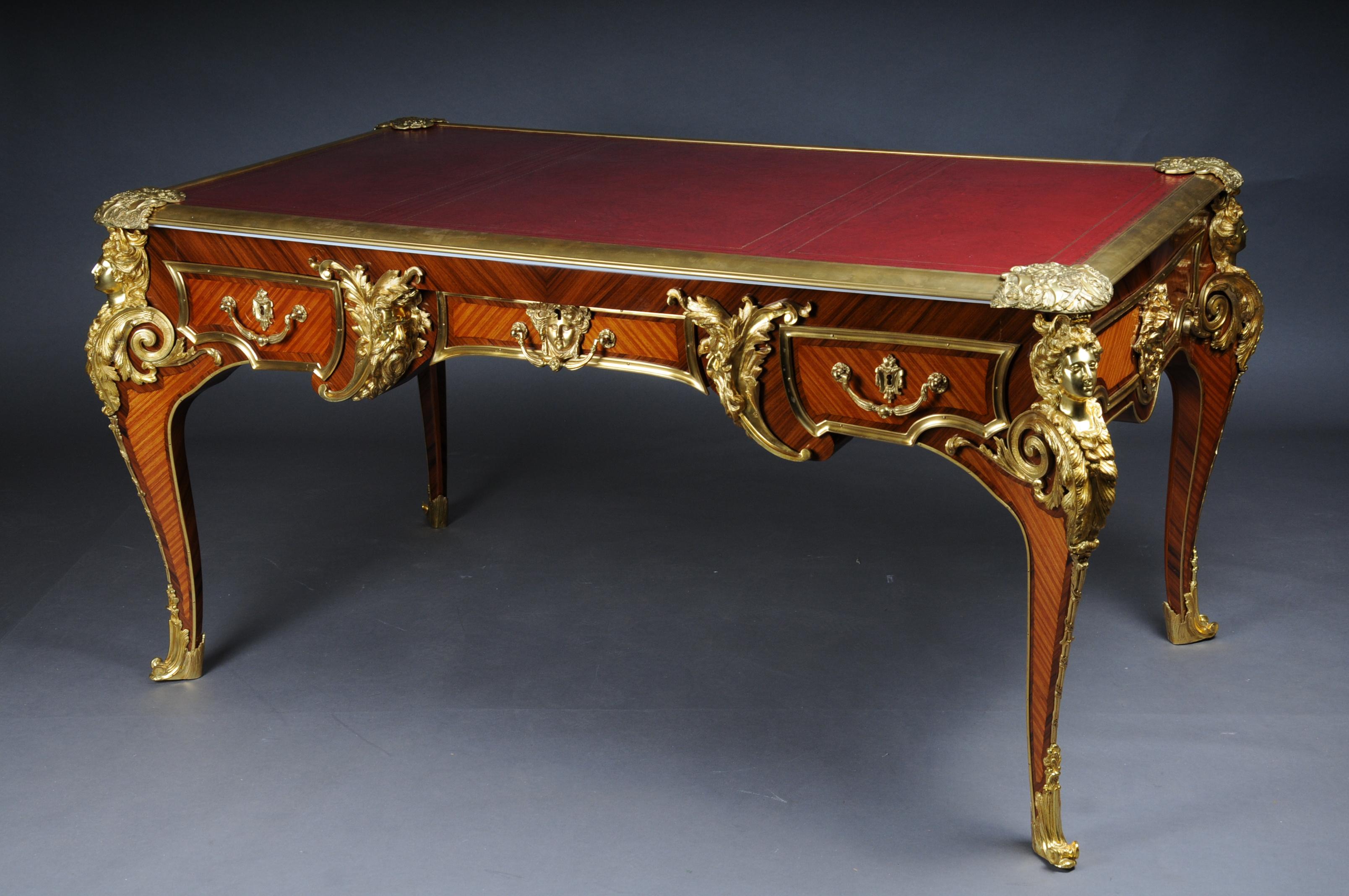 Gilt 20th Century Bureau Plat or Desk by the Model of Andre Charles Boulle For Sale