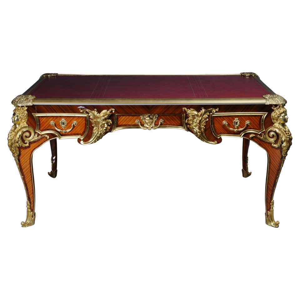 Majestic French Bureau Plat Desk According to Andre C. Boulle For Sale ...