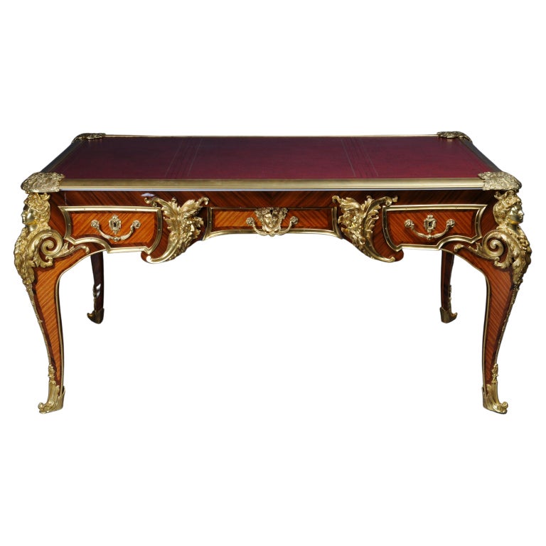 20th Century Bureau Plat Desk According to the Style of Andre Charles  Boulle For Sale at 1stDibs