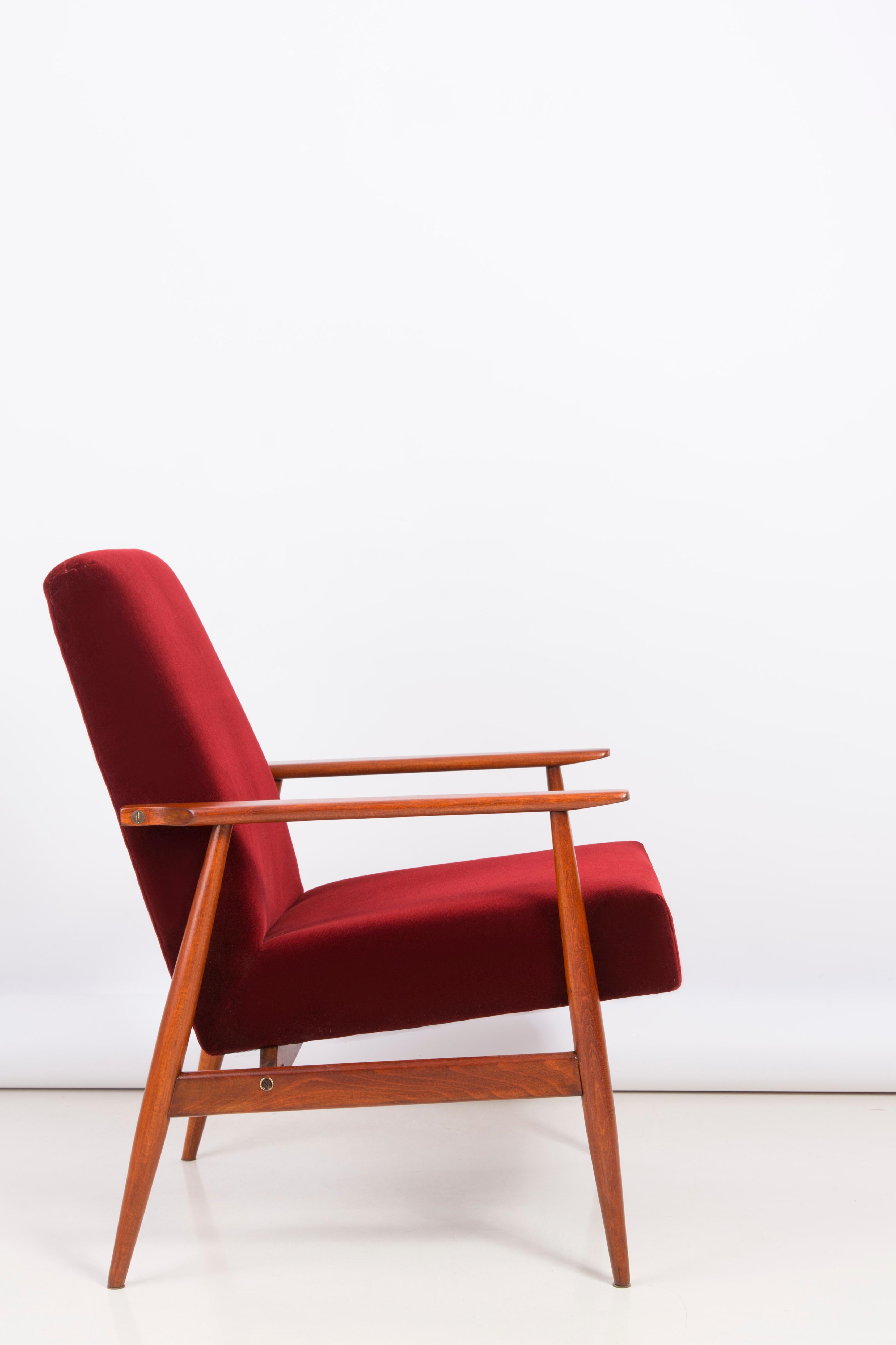 burgunderfarbener dunkelroter Dante-Sessel des 20. Jahrhunderts:: H. Lis:: 1960er Jahre im Angebot 1