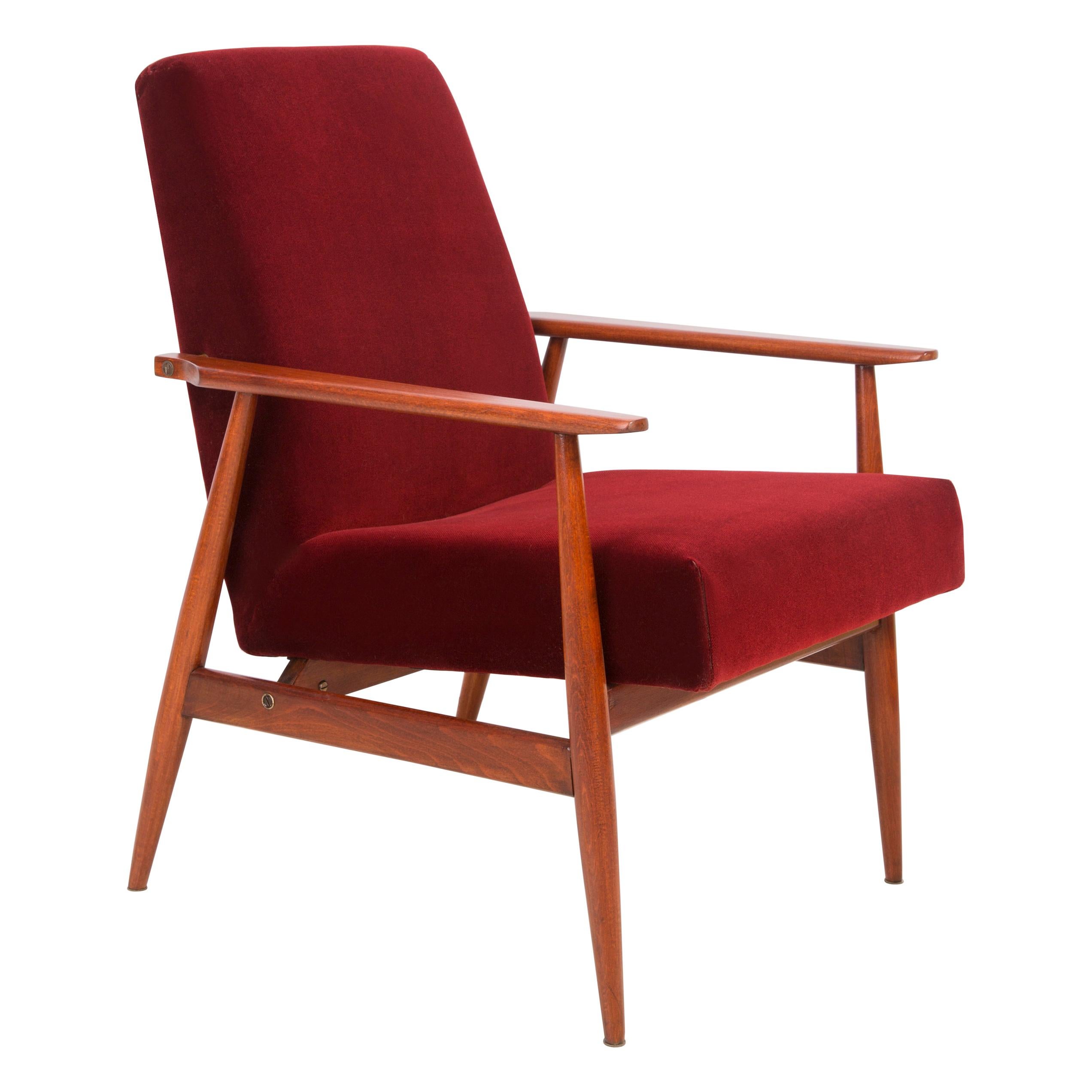 fauteuil Dante rouge foncé du 20e siècle:: H. Lis:: années 1960