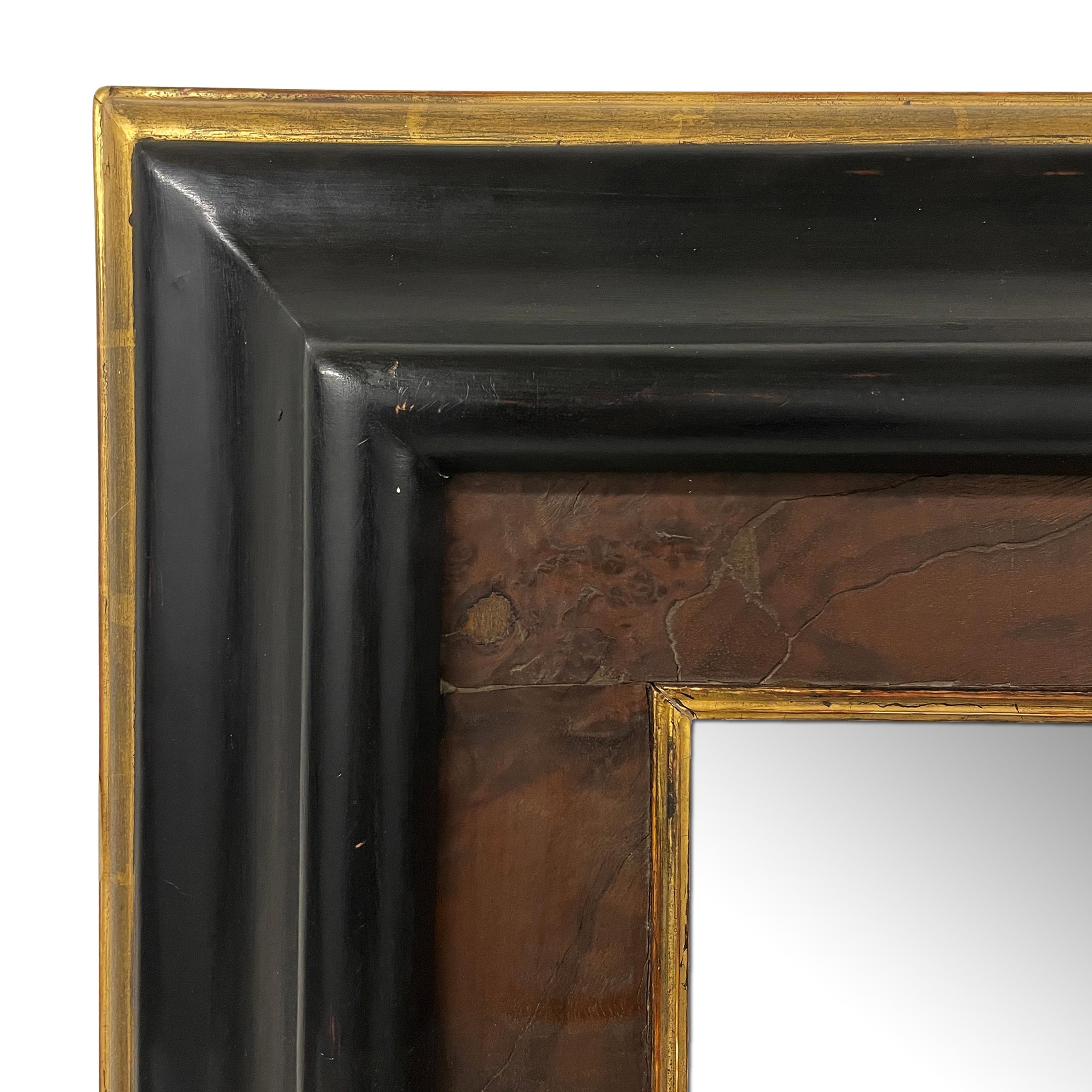20th Century Burl and Gold Leaf Framed Mirror For Sale 1