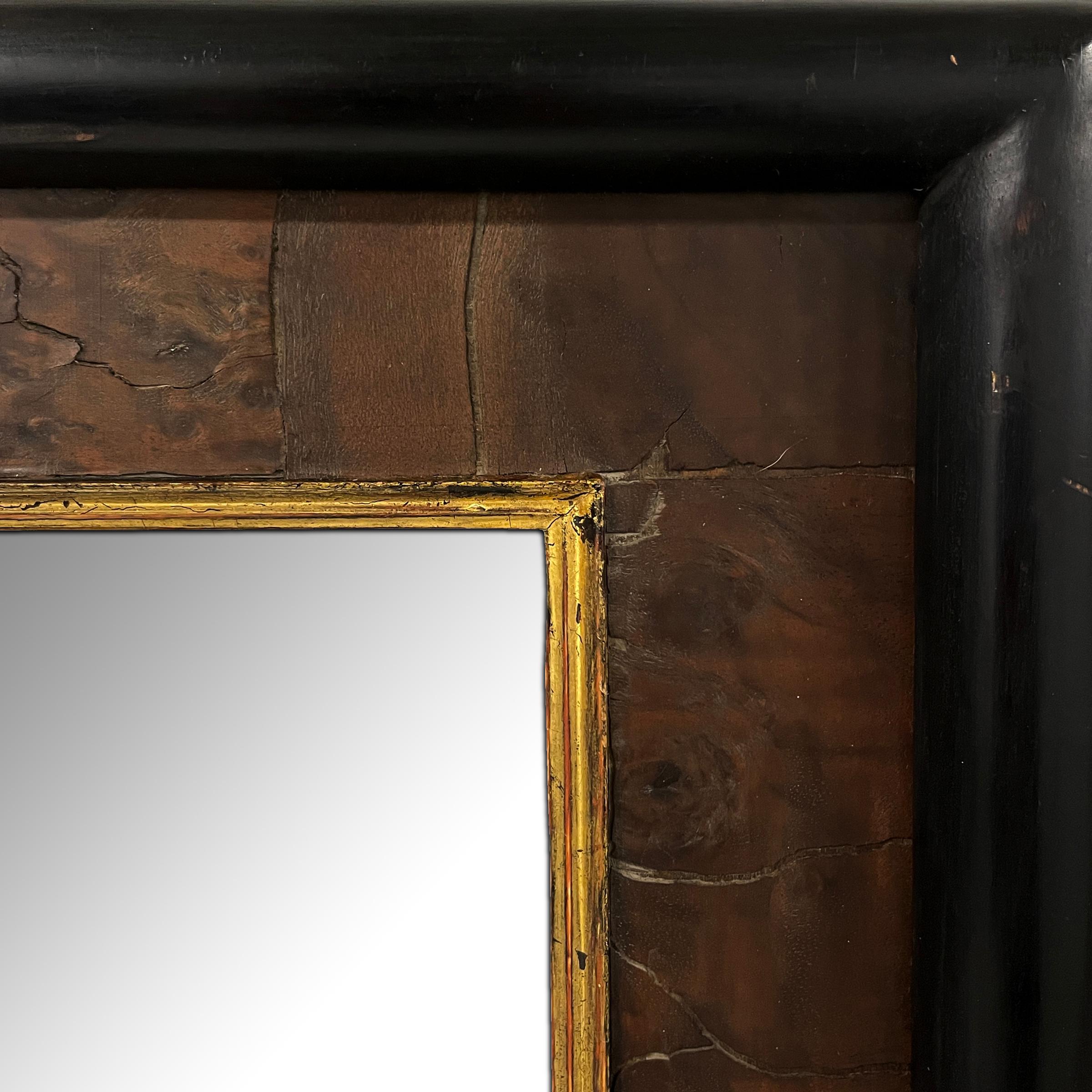 20th Century Burl and Gold Leaf Framed Mirror For Sale 2