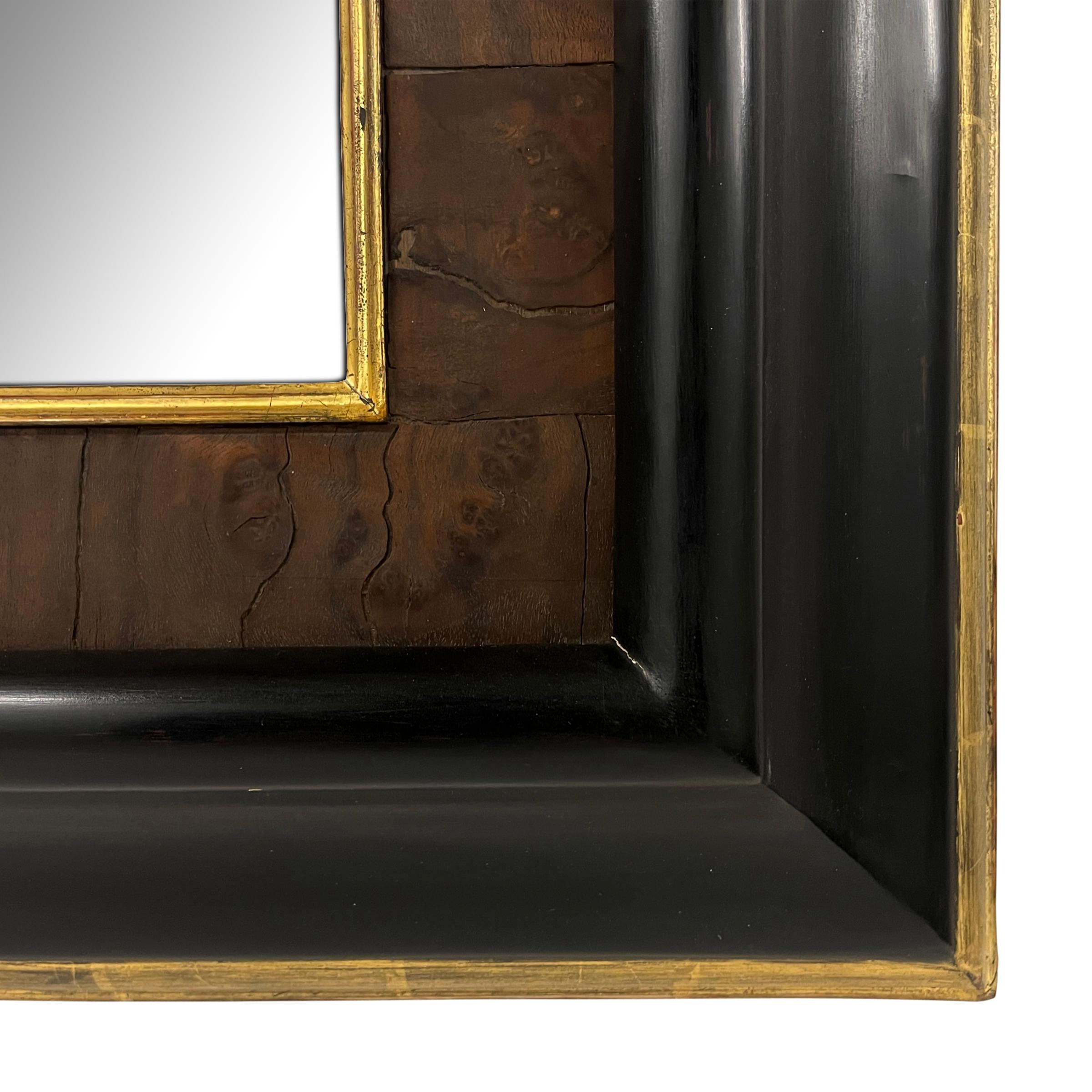 20th Century Burl and Gold Leaf Framed Mirror For Sale 4