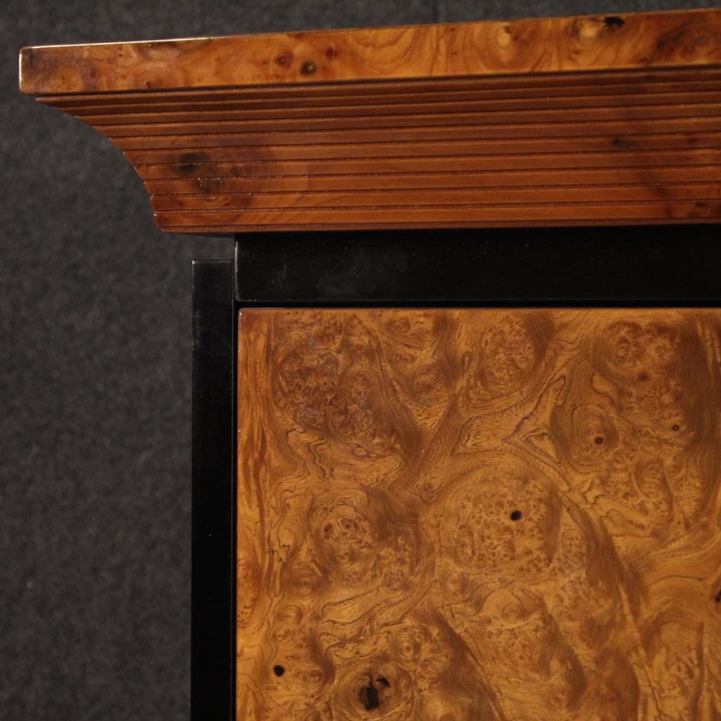 20th Century Burl and Lacquered Wood Italian Sideboard Armoire, 1980 For Sale 7