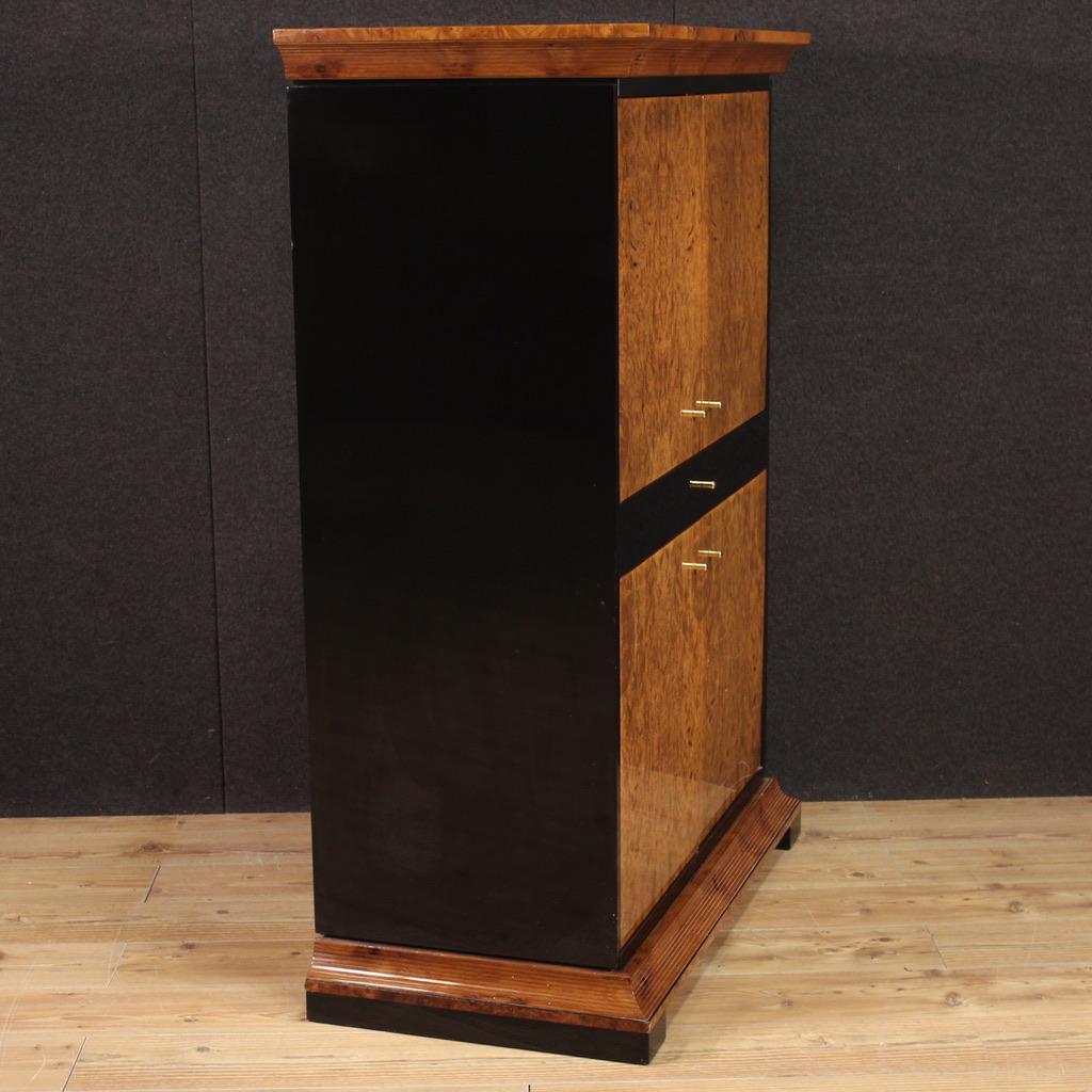 Late 20th Century 20th Century Burl and Lacquered Wood Italian Sideboard Armoire, 1980 For Sale