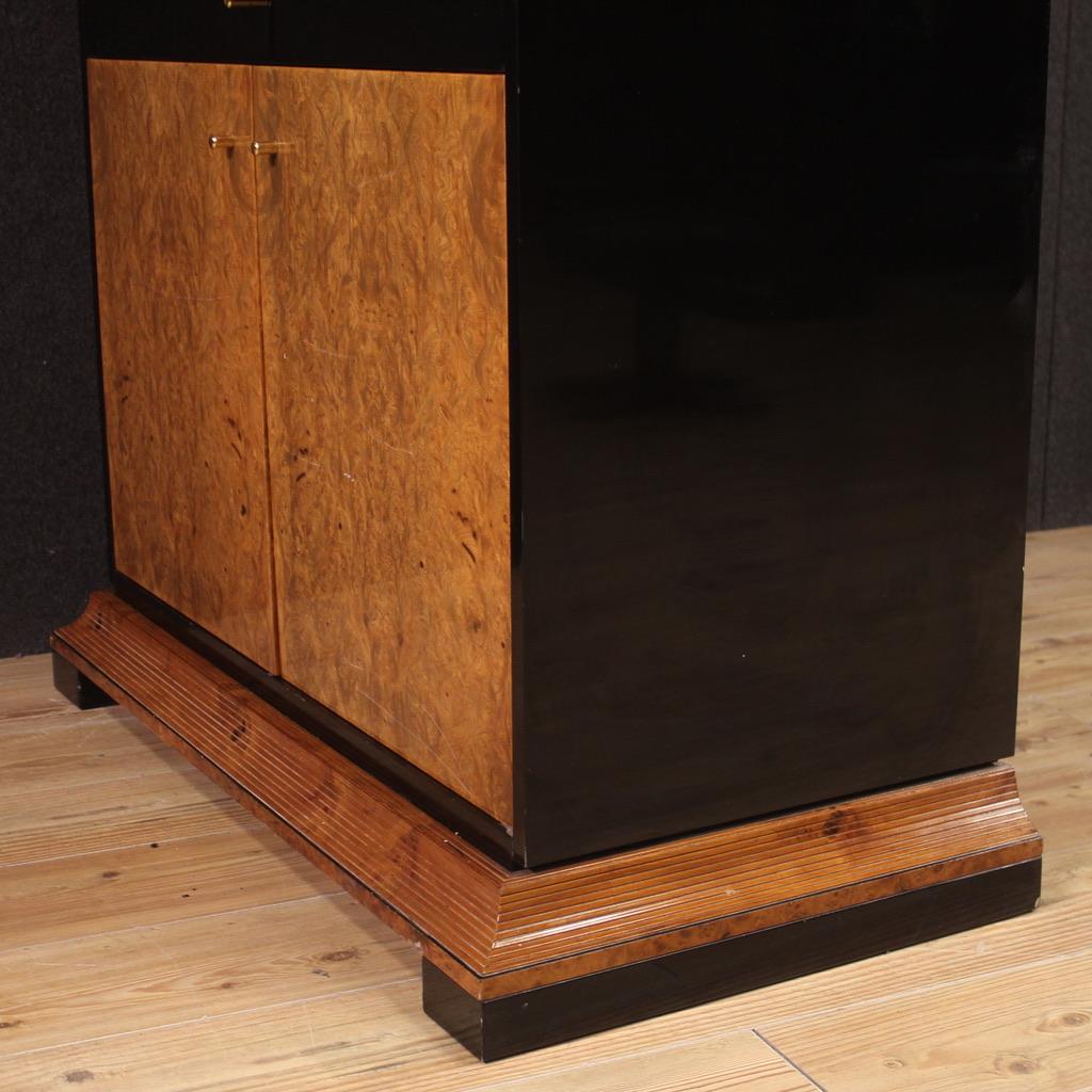 20th Century Burl and Lacquered Wood Italian Sideboard Armoire, 1980 For Sale 3