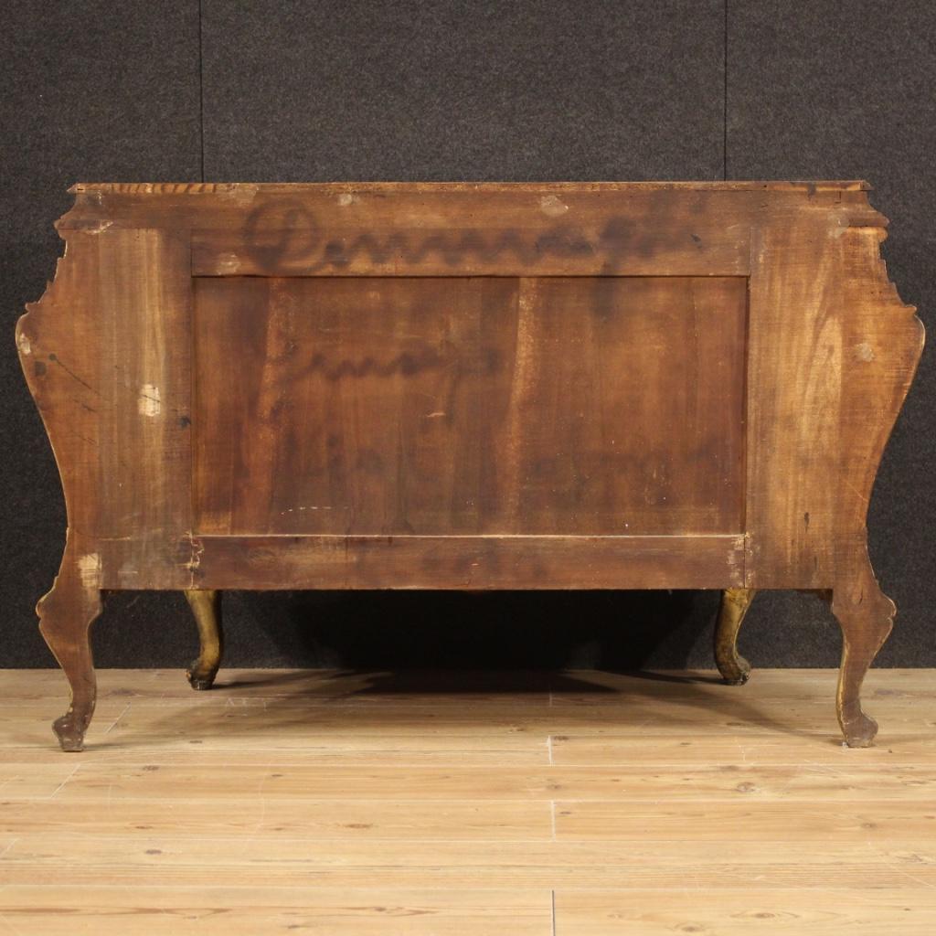 Gilt 20th Century Burl, Beech and Fruitwood Venetian Chest of Drawers, 1950