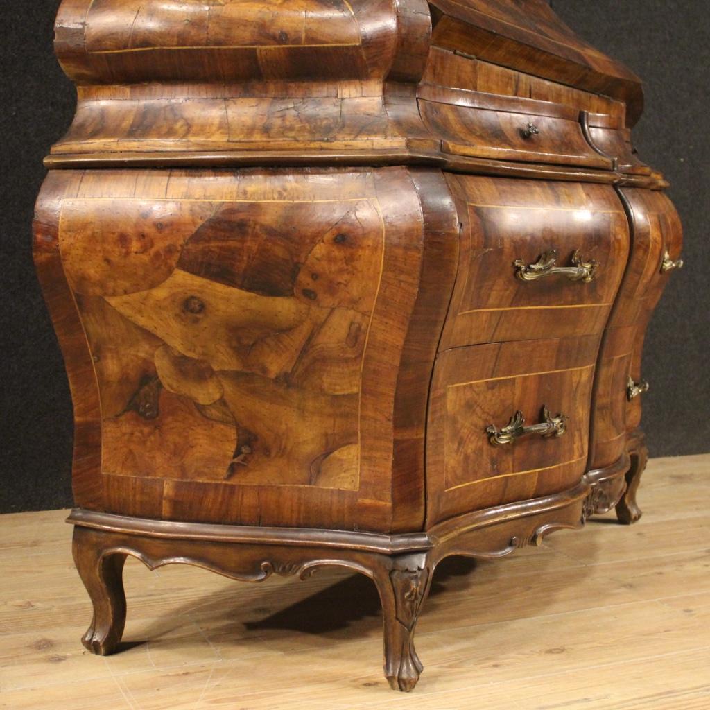 20th Century Burl Walnut Beech Maple Wood Venetian Trumeau Desk, 1950 5