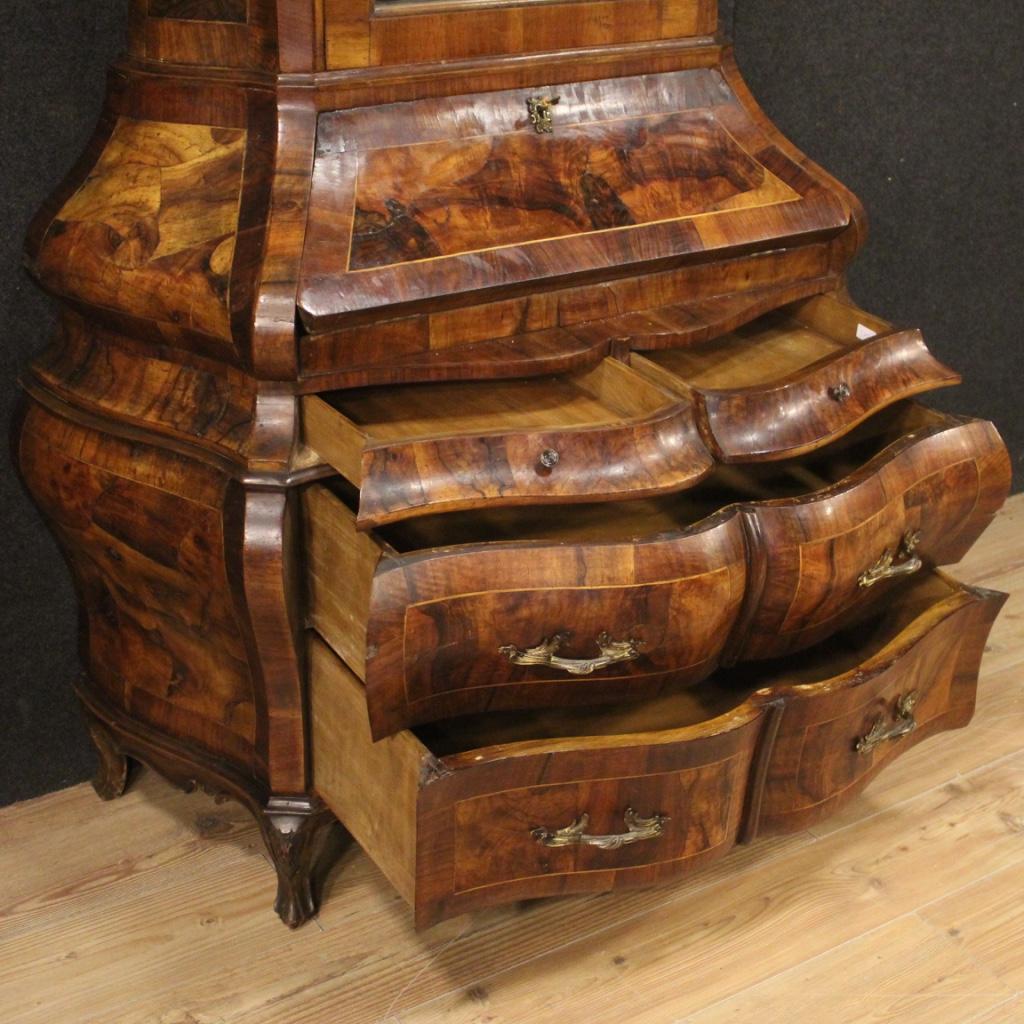 20th Century Burl Walnut Beech Maple Wood Venetian Trumeau Desk, 1950 3