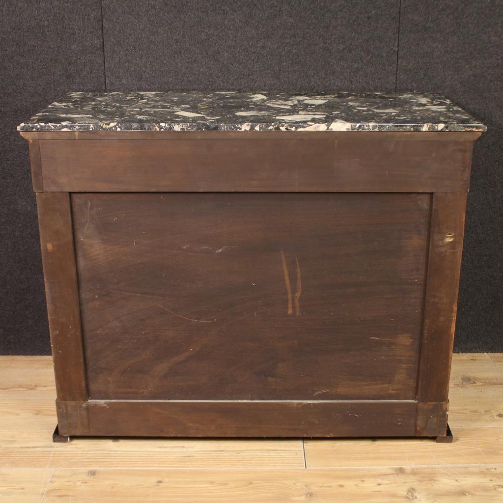 Fine XX secolo 20th Century Burl Wood Marble Top Italian Empire Style Commode, 1970 in vendita