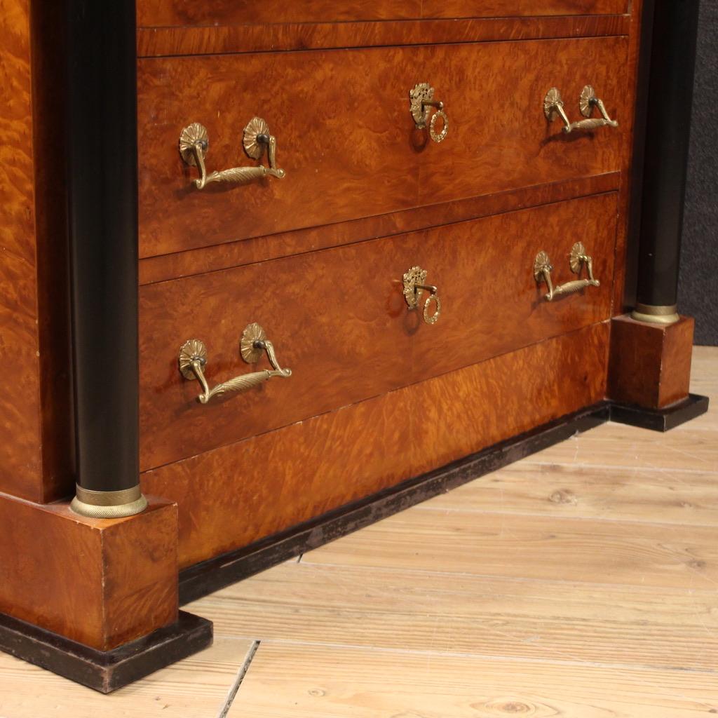 20th Century Burl Wood Marble Top Italian Empire Style Commode, 1970 in vendita 2