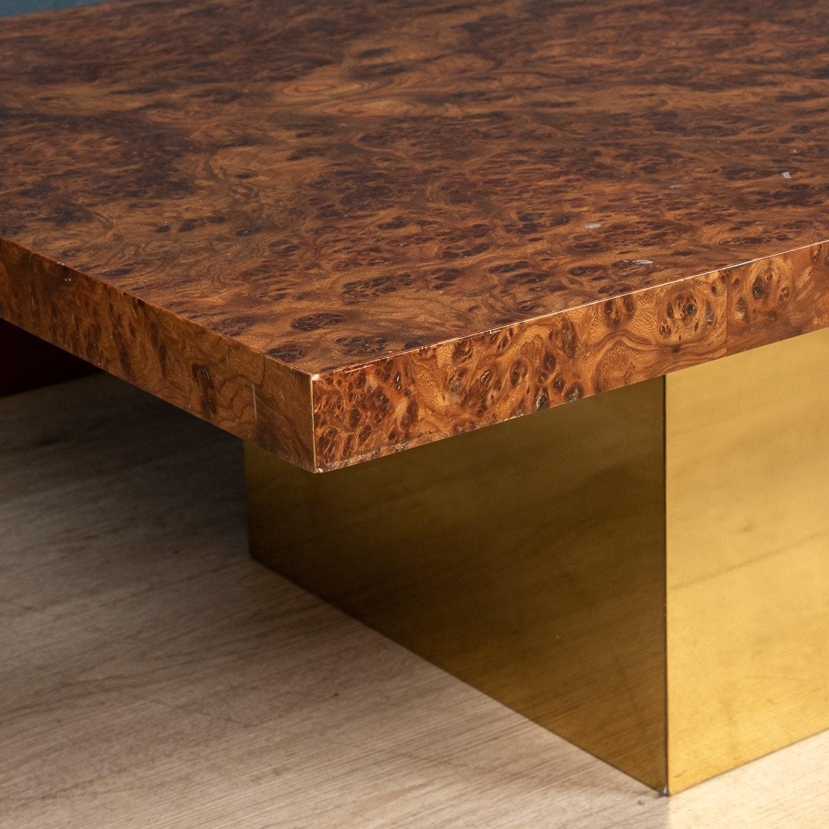 20th Century Burled Walnut Veneer Coffee Table by Willy Rizzo, Italy, circa 1970 14